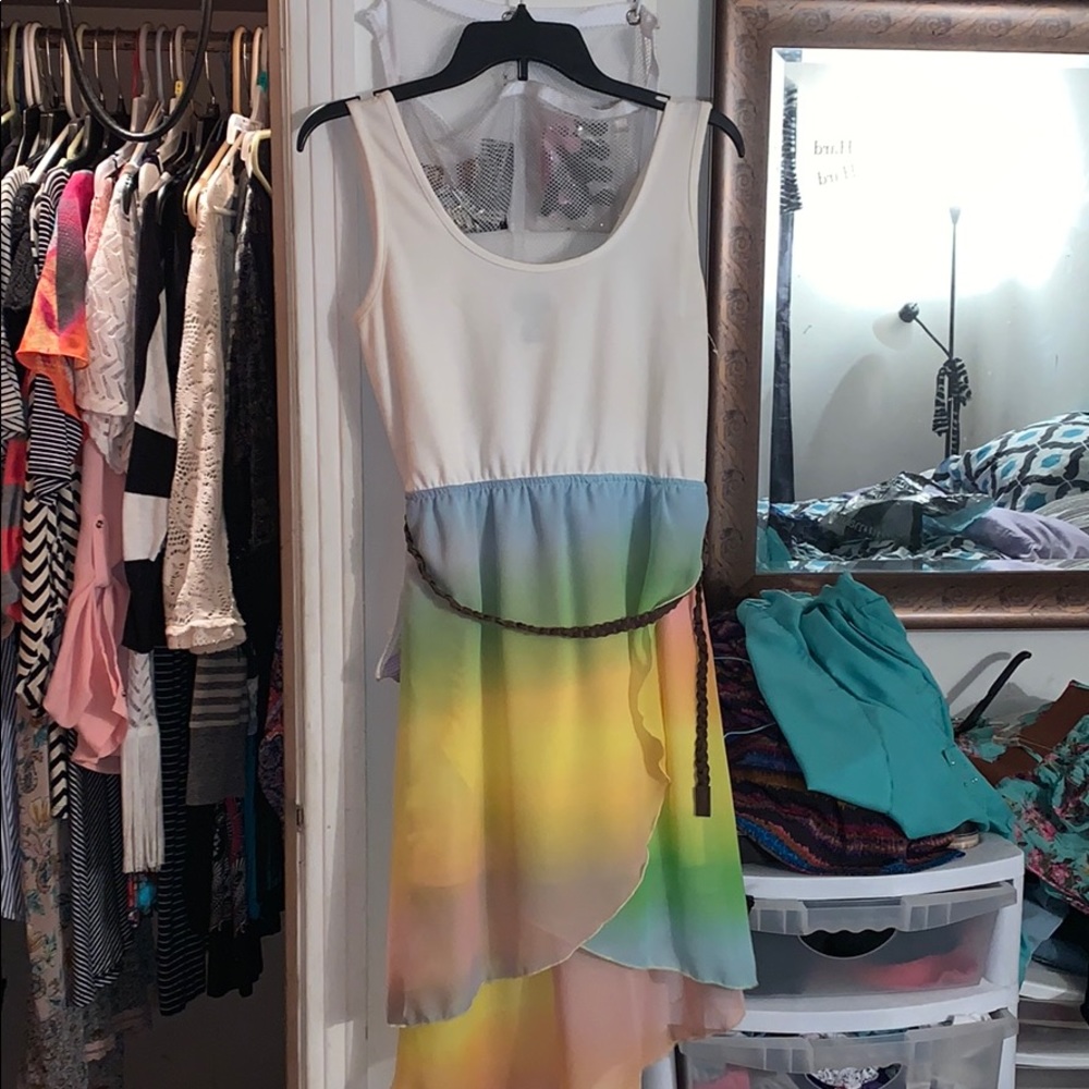 Multi color hi low dress